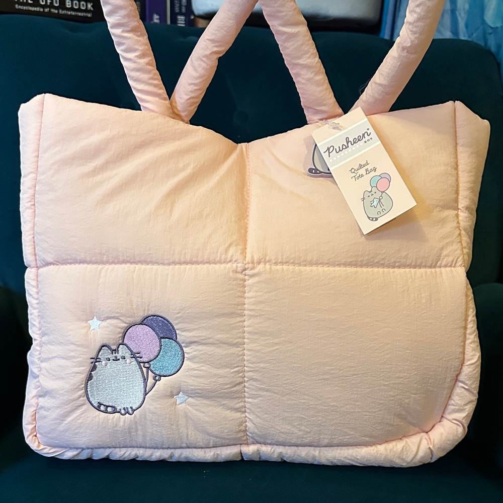NWT Pusheen Light Pink Quilted Tote with Balloons